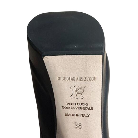 Nicholas Kirkwood Annabel Black Leather Pearl Platform Boots 38 - Picture 6 of 11